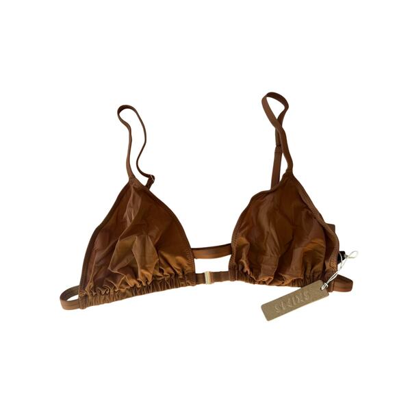 NWT Skims Sheer Front Closure Triangle String Bralette in Copper Brown Sz Large - Picture 3 of 7